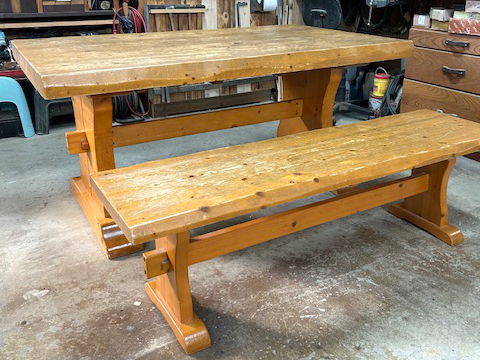 ダイニング・ベンチの再生塗装 塗装前