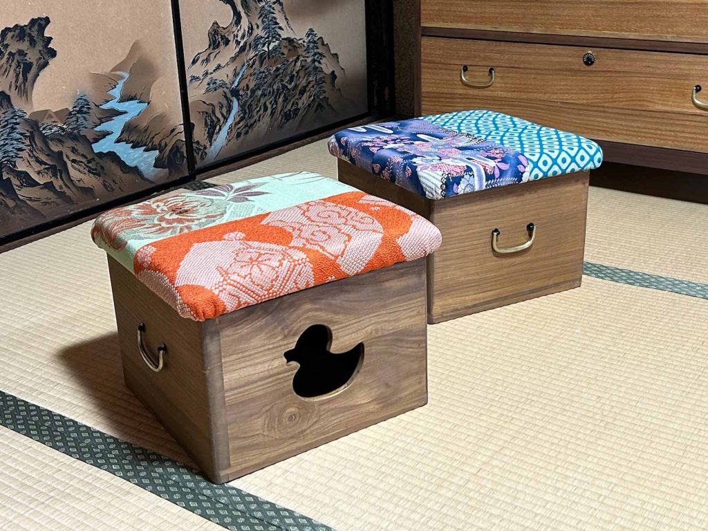 リメイク・三段重の桐ダンスから小物入れ椅子：After